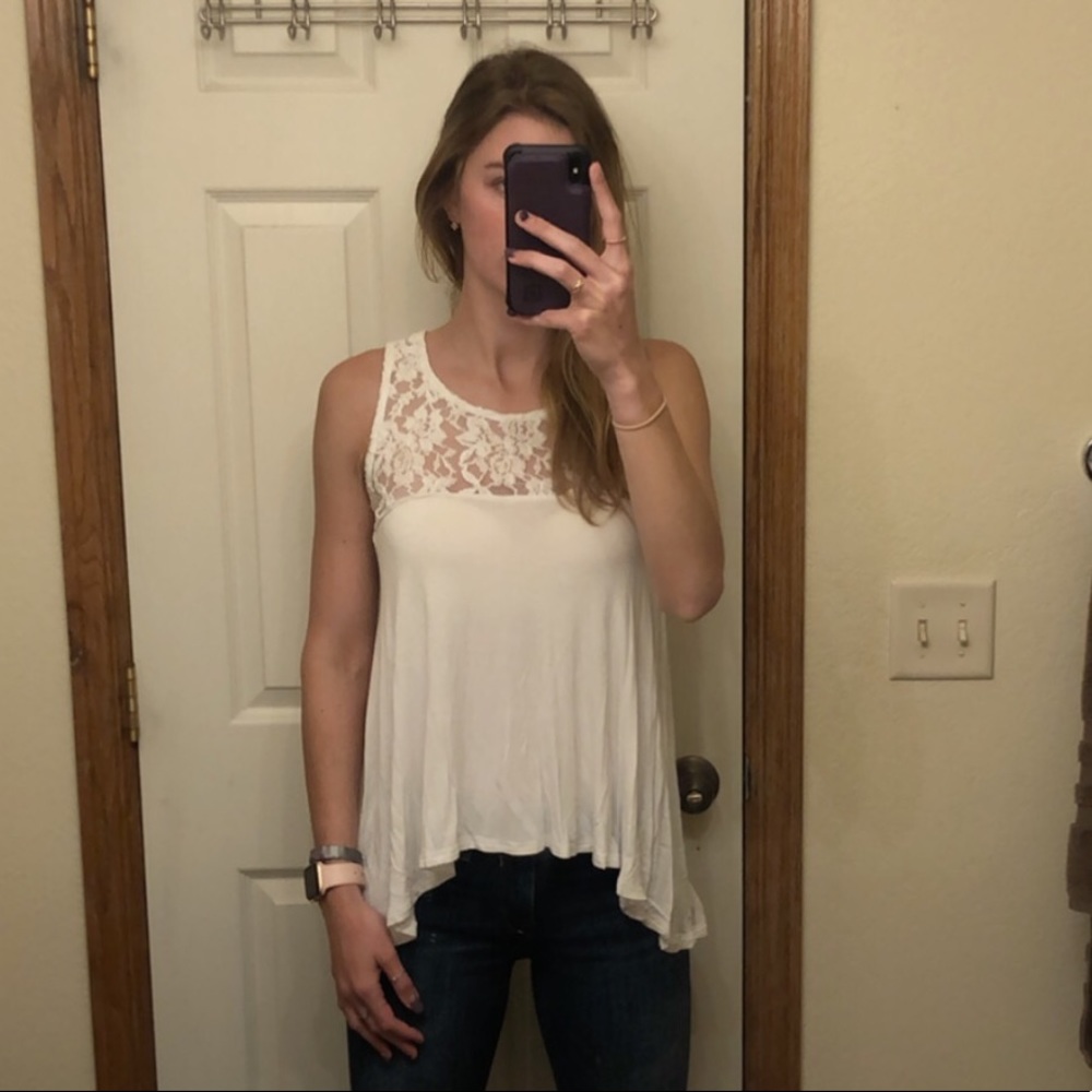Flowy white laced top